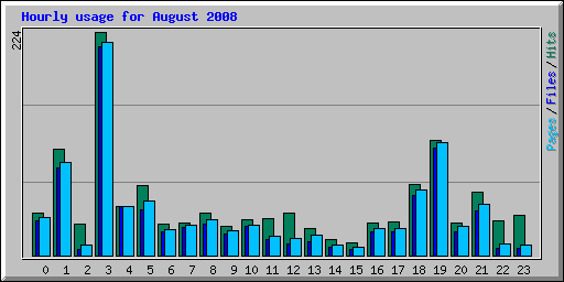 Hourly usage for August 2008